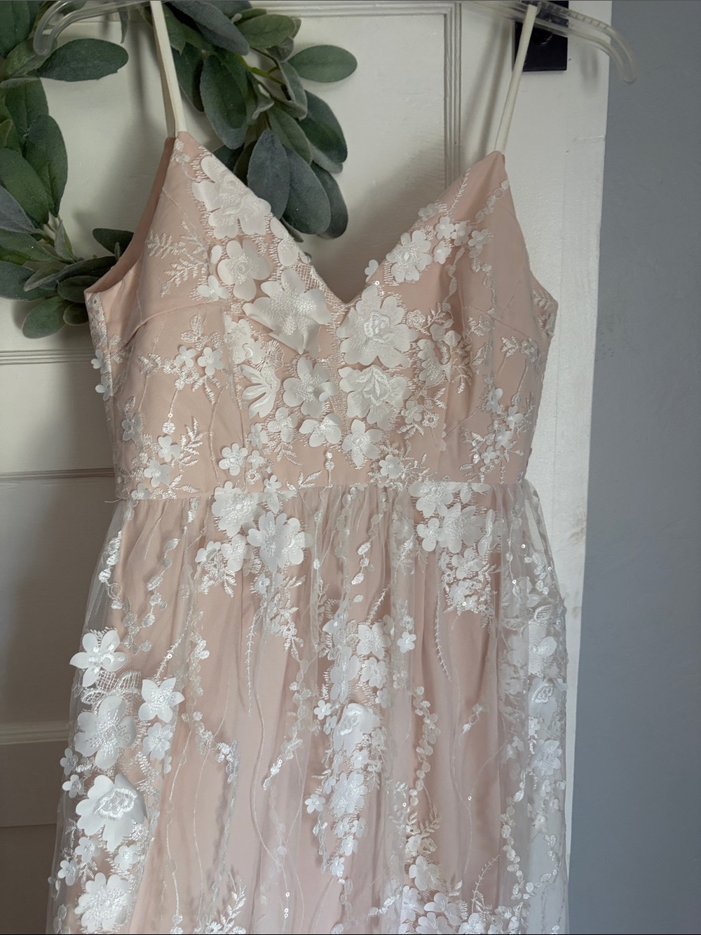 Blush Pink Floral Lace Party Dress